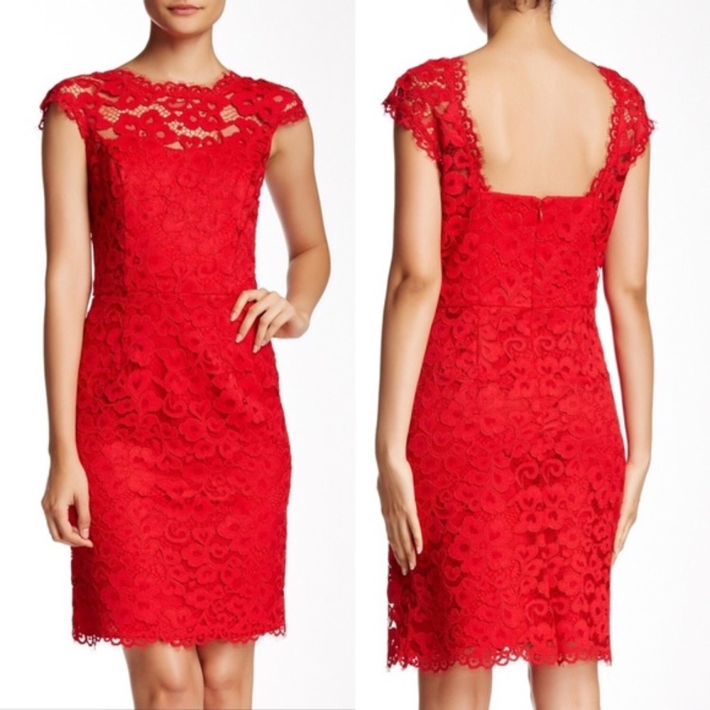 Shoshanna Olivia Red Lace Dress Size 4 - Perfect for Valentines Day!